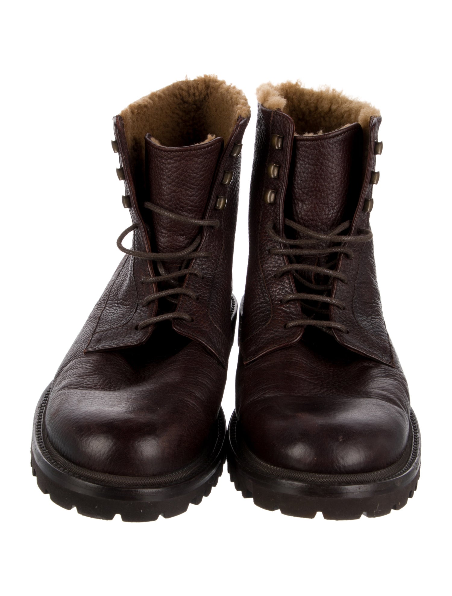 Brunello Cucinelli Leather Lace-Up Boots